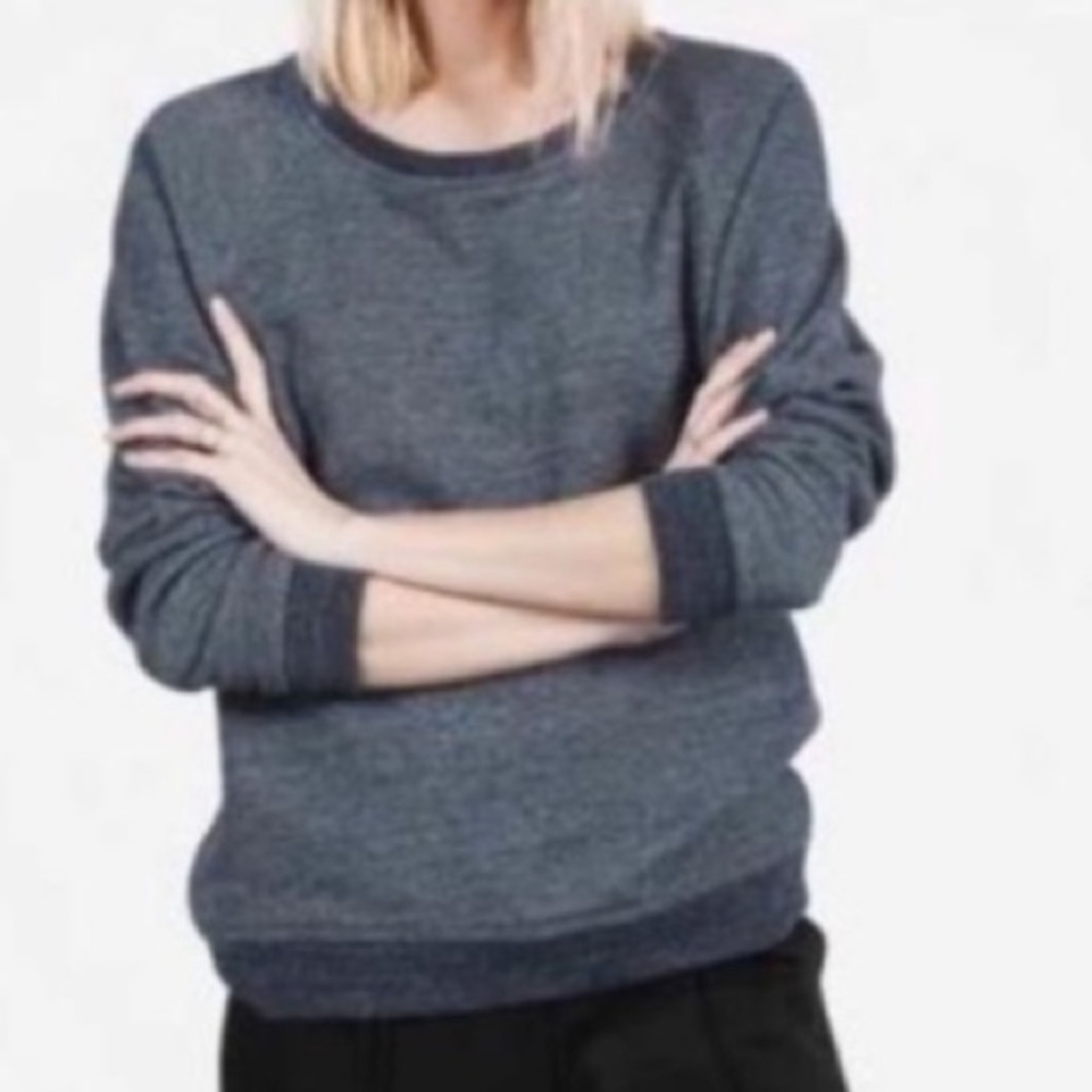 Everlane Dark Denim Blue Oversized Scoop Neck Sweatshirt